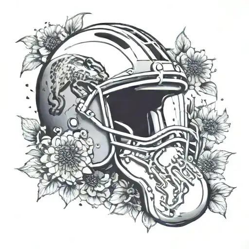Surrounded By Dandelions There Is A Panther Playing A Guitar With A Football Helmet