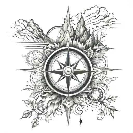 Compass And Mountains
