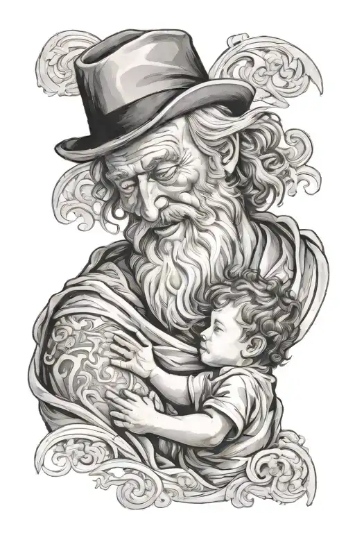 Father And Son But The Father Is Bidding Farewell To His Son Going In Heaven