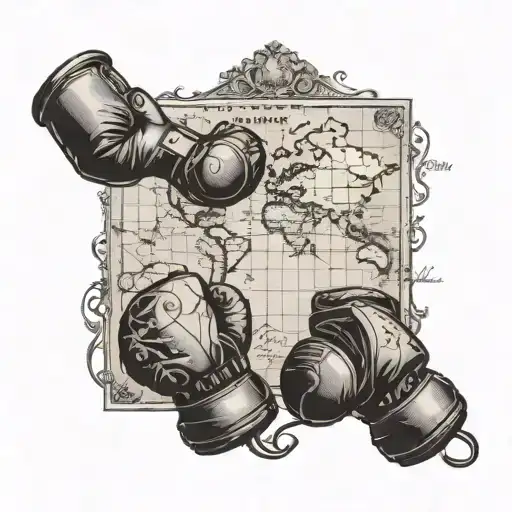 A Vintage Travel Map With Boxing Gloves Marking Different Locations