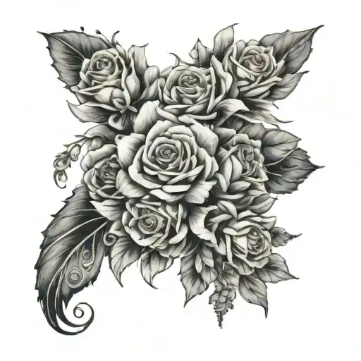 Leg Sleeve Multiple Flowers On A Black And Grey Gradient Background