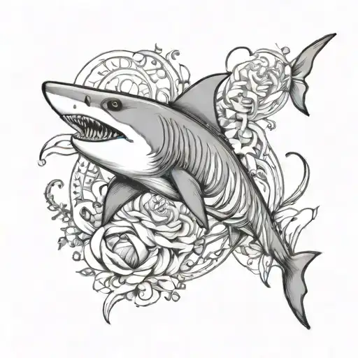 Femenine Shark Tatoo For The Ribs
