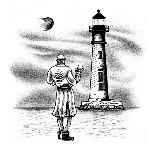 Lighthouse And Father Time