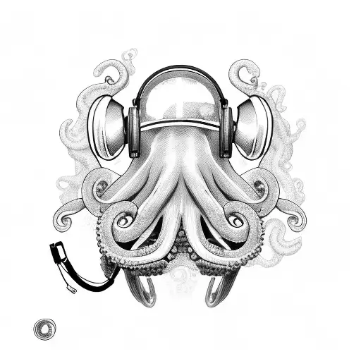 Octopus With Scuba Helmet And Headphones