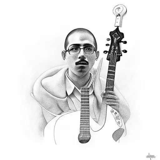 Portrait Of Aquiles Guerrero Playing A Musical Instrument