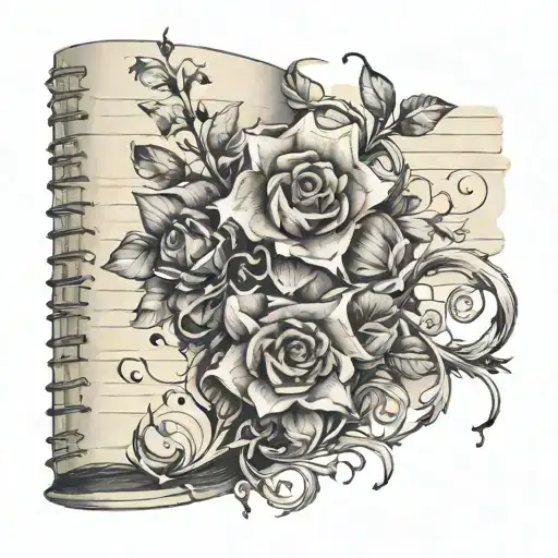 Ripped Page Of A Note Book With Flowers Intertwined