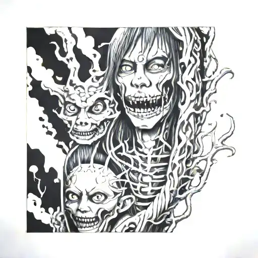 Scary Junji Ito Inspired Leg Sleeve