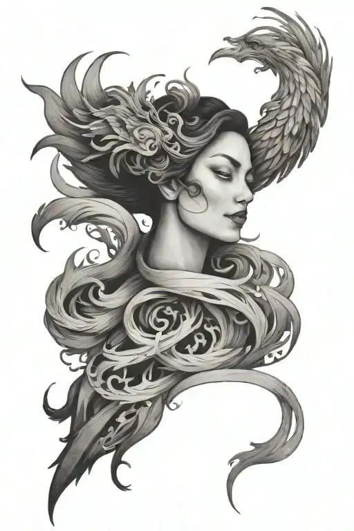 Smoky Woman And Phoenix Rising