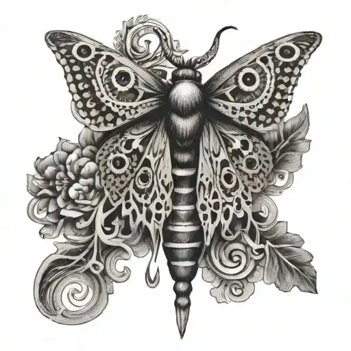Detailed Moth With Ornaments Around It