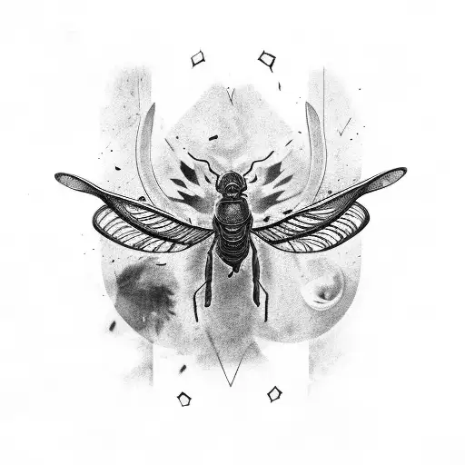 A Black And Grey Portrait Of A Firefly With The Last Of Us Logo Incorporated Into Its Wings