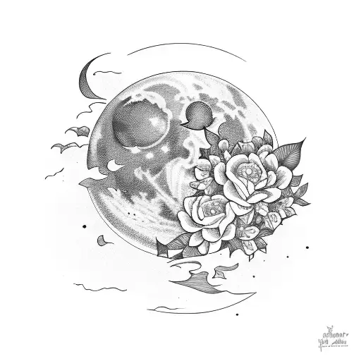 Moon With Flowers