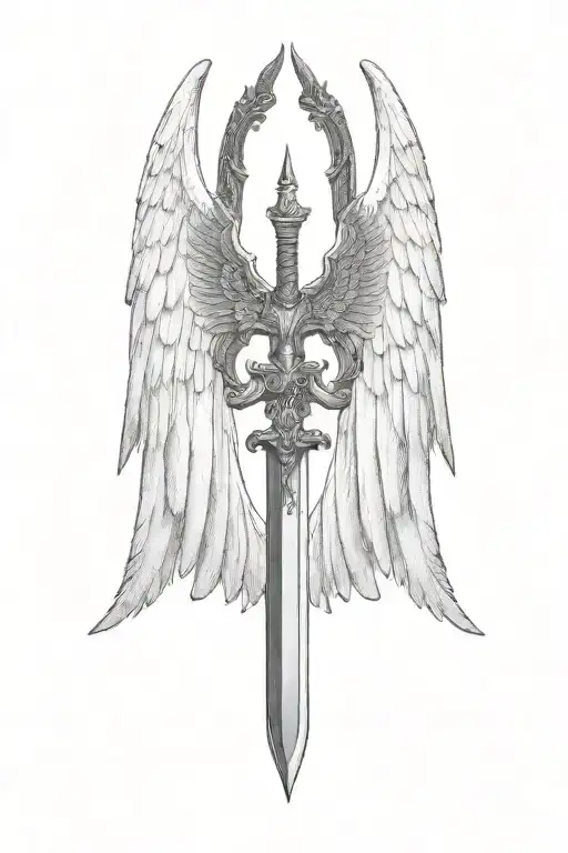 St Michael Sword One Angel Wing