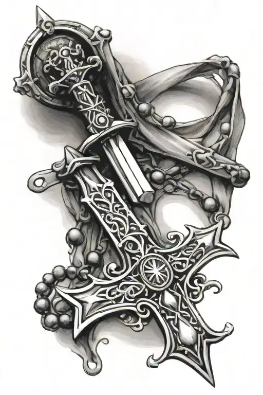 Templar Sword And Rosary Wrapped