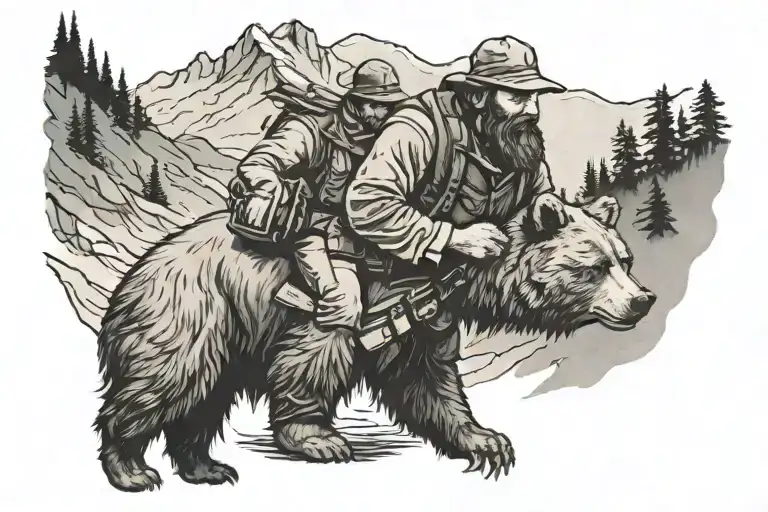 Mountain Man And Bear