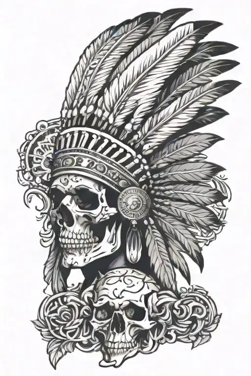 Indian Cheif Headress On Skull