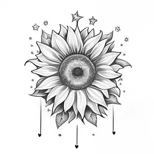 Sunflower With Star With Rose With Melting Candlesticks With Music Note