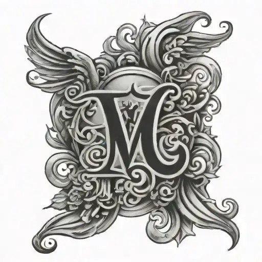 Kids Initials In One Tattoo Using Letters Vgdgc