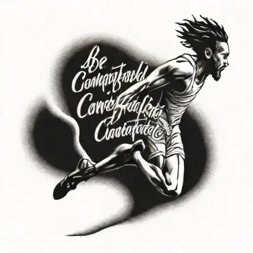 A Triple Jumper Jumping Into Sand With The Quote Be Comfortable Being Uncomfortable