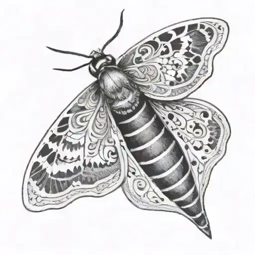 A Detailed Moth Tattoo With Intricate Patterns And Designs Inspired By Pilates Movements