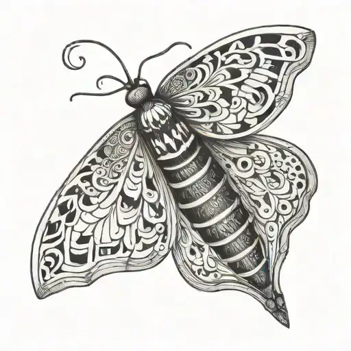 A Detailed Moth Tattoo With Intricate Patterns And Designs Inspired By Pilates Movements