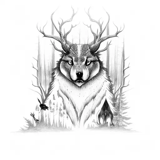 Gothic Forest With Woodland Creatures