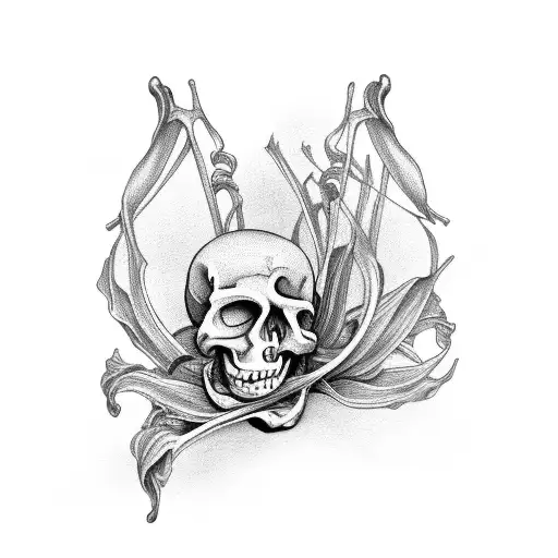 Skeleton Ribs With Lilly Of The Valley Flower