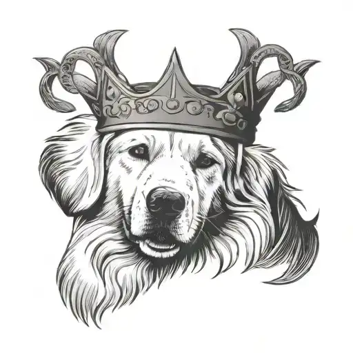 Great Pyrenees Dog With King Crown