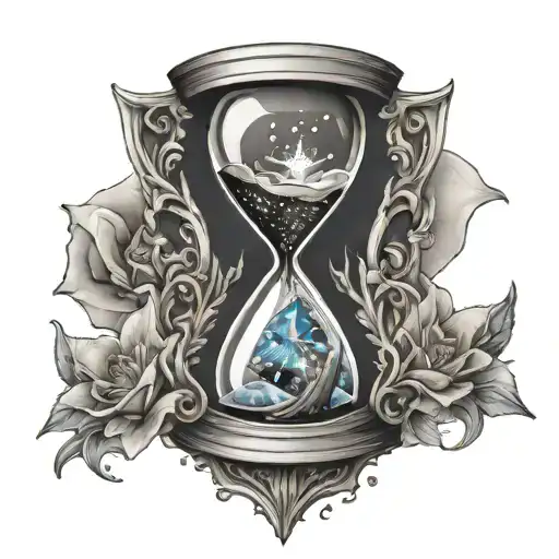 Hourglass With A Molten Star Inside That Explodes The Hourglass With Broken Glass Flying Around