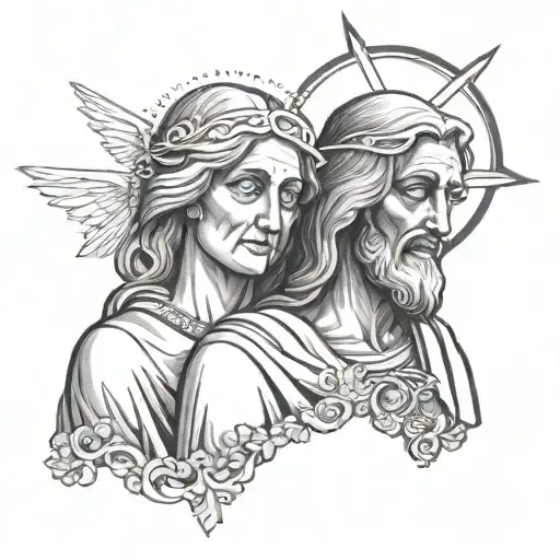 Merciful Jesus And Grandmother Who Has Already Died