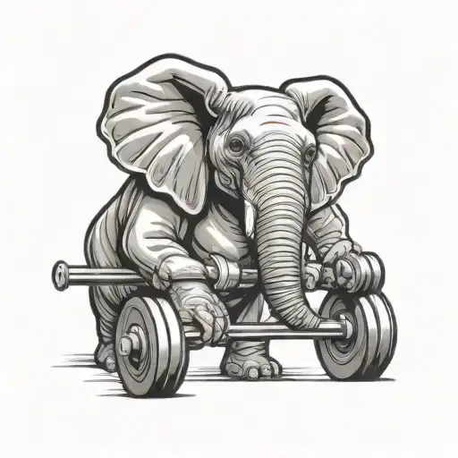 An Elephant Lifting Weights In A Gym