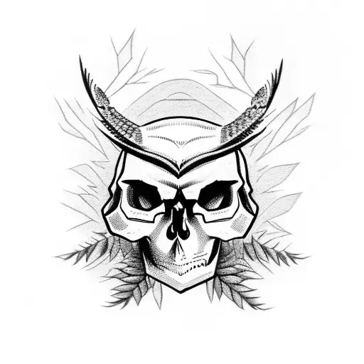 Skull With An Owl In A Forest