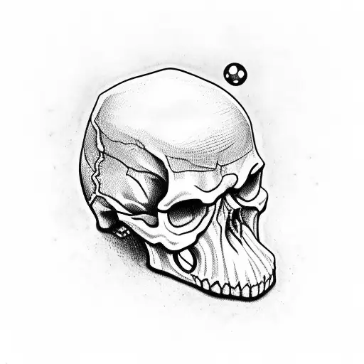 Skull With Nails Attached In Head And Lens Flare