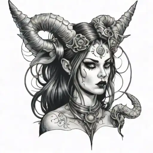 Goth Girl With Horns Wrapped