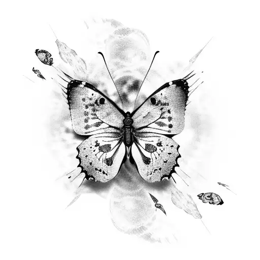 Butterfly Fading Into Roses Patterns Running Down Bleeding Beeing Swallowed Up By Space Stars