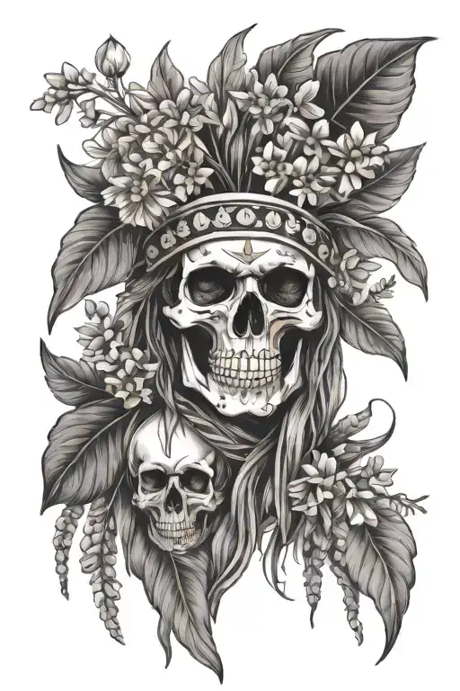 Daisy Daffodil Lily Of The Valley Marigold Carnation Native American Skull Headdress
