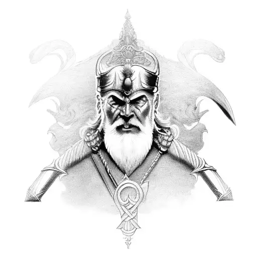 Odin Abriendo Los Brazos Con Una Espada