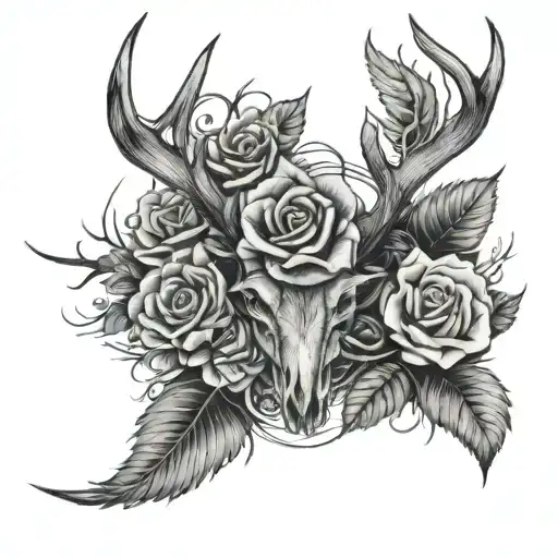 Antlers And Prarie Rose Intertwined