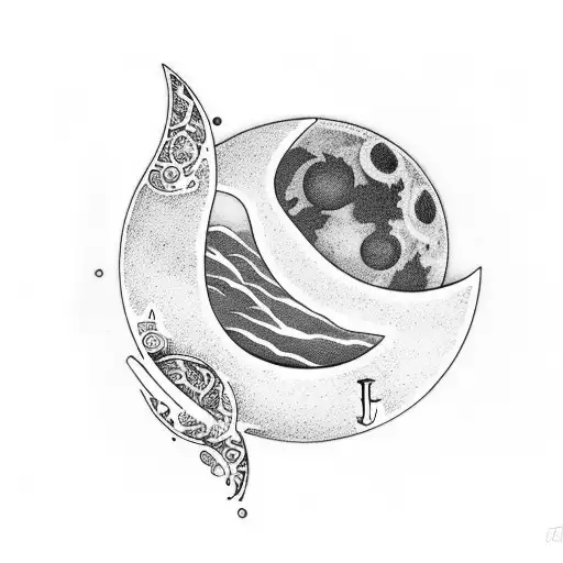 Letters J And M Surrounded By A Sunset And The Moon Behind