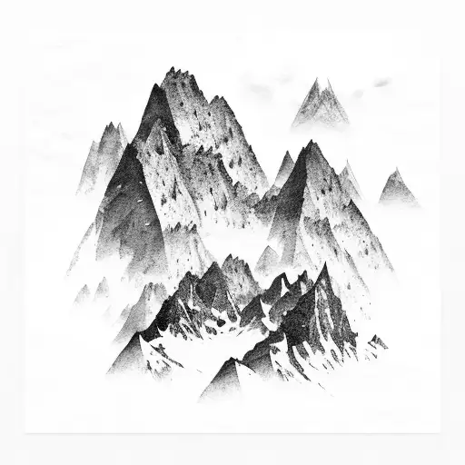 Rectangular Mountain Scene Watercolour