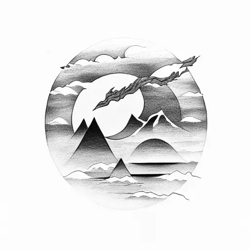 A Black-grey Mountain Range With A Rising Sun Symbolizing The Strength To Overcome Challenges