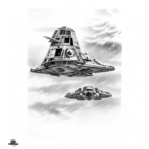 X Wing And Millennium Falcon Flying Through Space