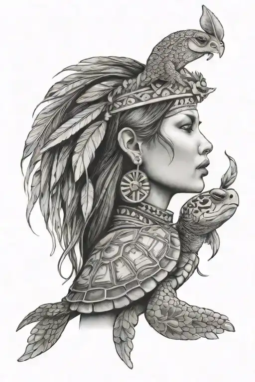 Native American Princess With Turtle Hairpiece