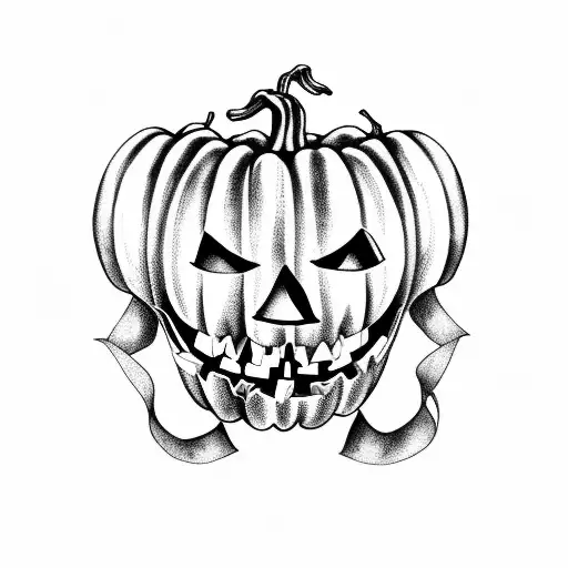 A Black And Grey Tattoo Of A Spooky Halloween-themed Meal