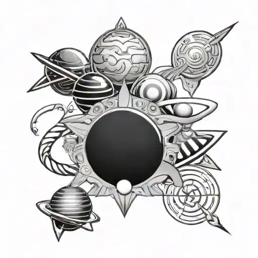Mars Saturn Venus Japanese Family Symbol