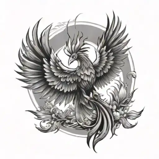 Phoenix Bird Among A Landscape