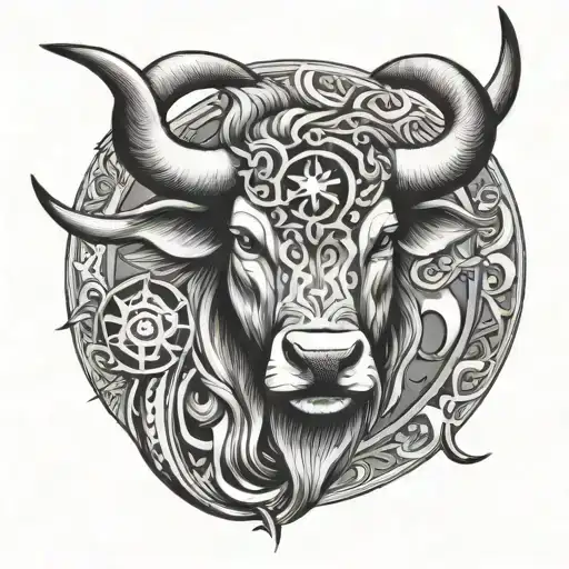 Small Taurus Zodiac Design With Norse Themes