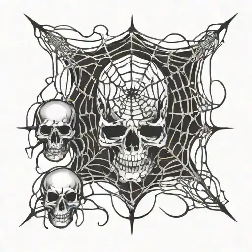 Dark Spiderweb With Skulls