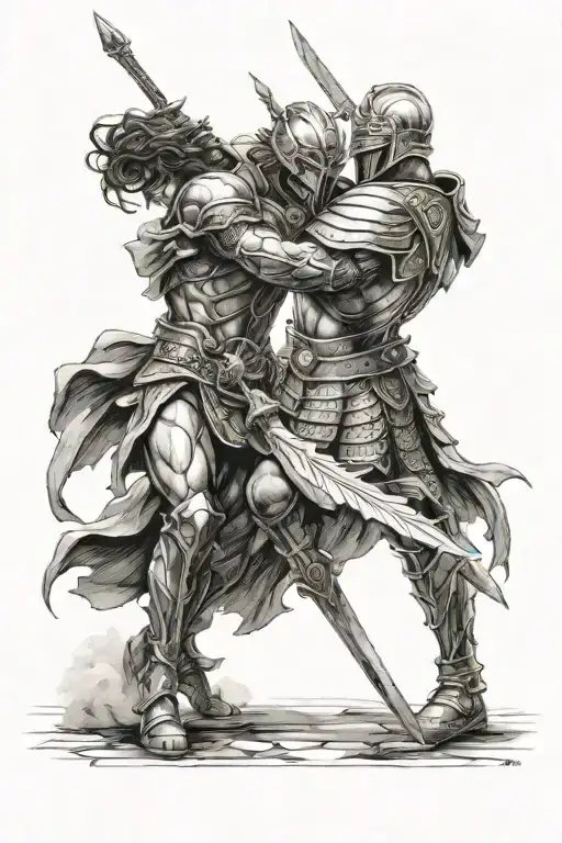 Angelic Warrior In The Arena Fighting Another Warrior