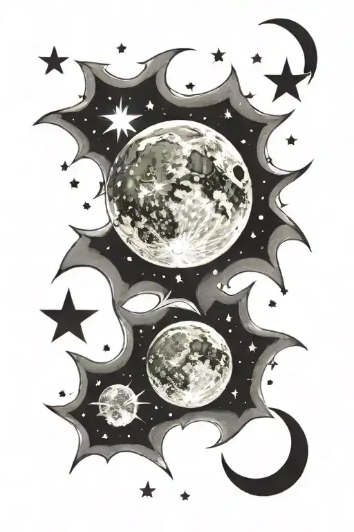 Moon And Stars Forming