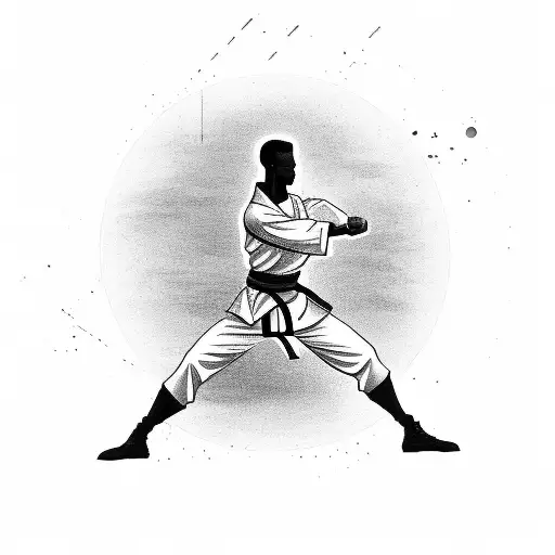 A Silhouette Of A Soldier Practicing Martial Arts At Sunset